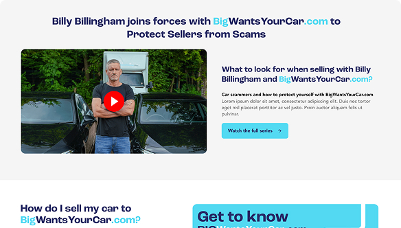BigWantsYourCar.com Billy Billingham partnership page