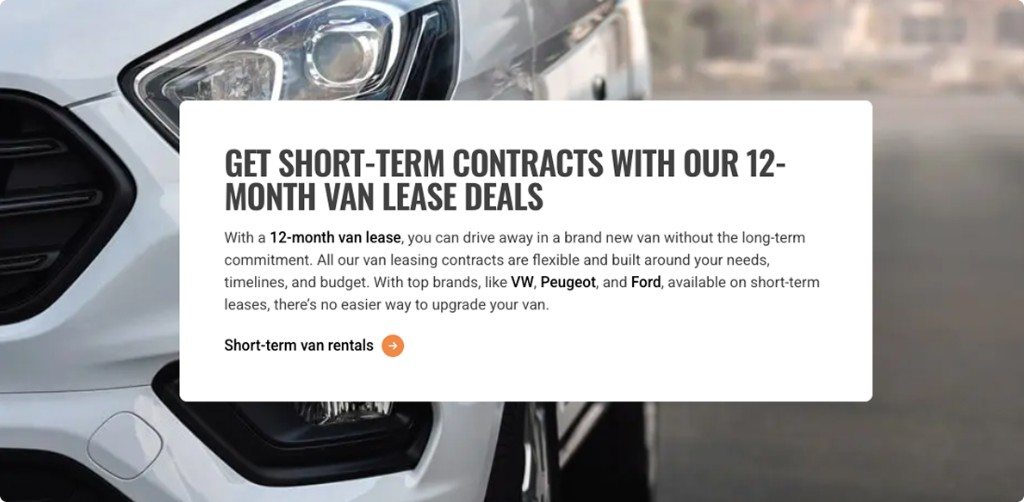 First Step 12-month van lease